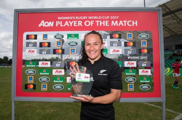 Portia Woodman wins the player of the match award