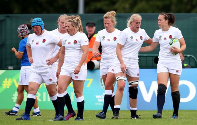 England celebrates scoring their first try