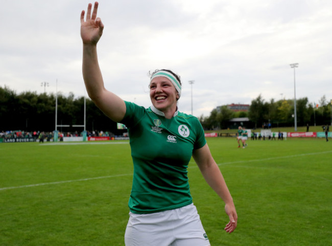 Paula Fitzpatrick celebrates after the game