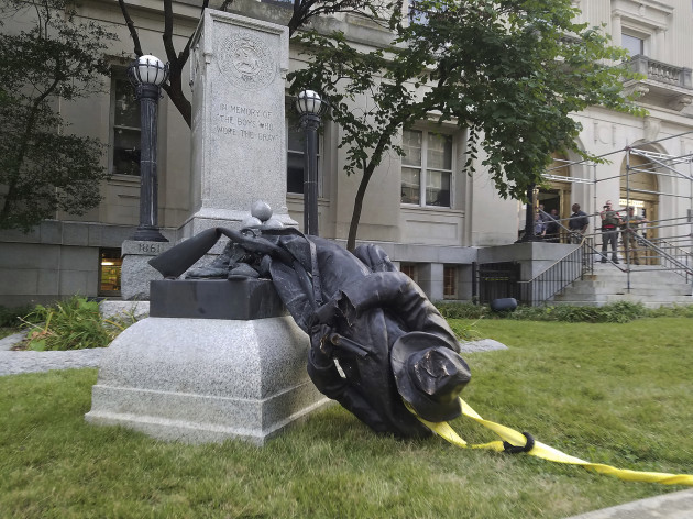 Protesters in North Carolina topple Confederate soldier statue