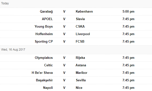 Champions League play-off fixtures