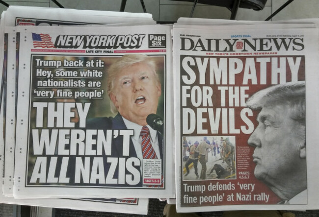 NY: New York newspapers report on Trump defense of alt-right