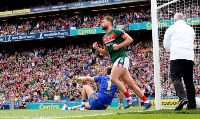 Aidan O'Shea celebrates after Cillian O'Connor scored his sides fourth goal