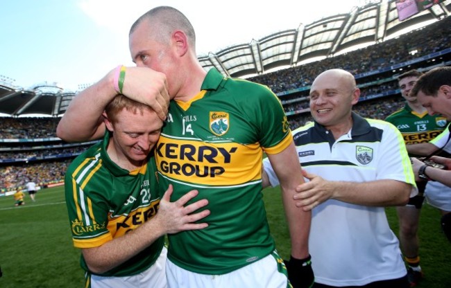Kieran Donaghy celebrates with Colm Cooper after the game