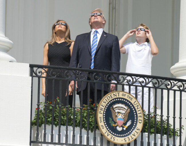 Trumps Watch Solar Eclipse - Washington