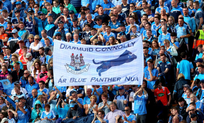 Dublin fans with a Diarmuid Connolly flag