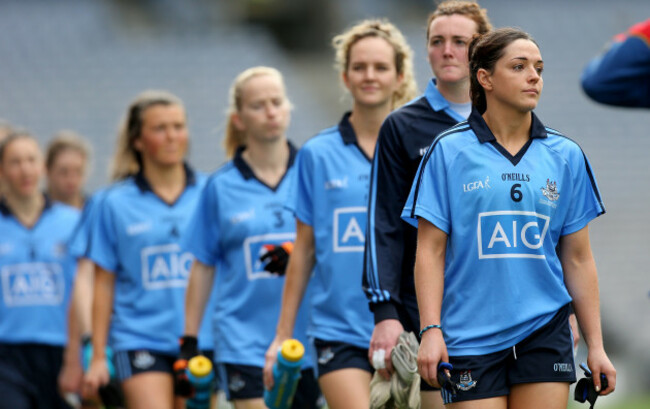 Sinead Goldrick leads her team during the parade