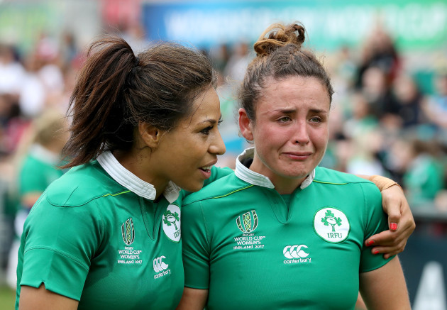Sene Naoupu and Larissa Muldoon dejected after the game