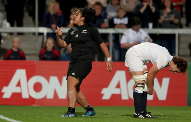 Victoria Subritzky-Nafatali celebrates Toka Nutua's try