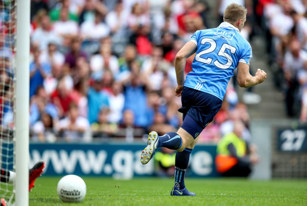 Eoghan O'Gara celebrates scoring his sides second goal
