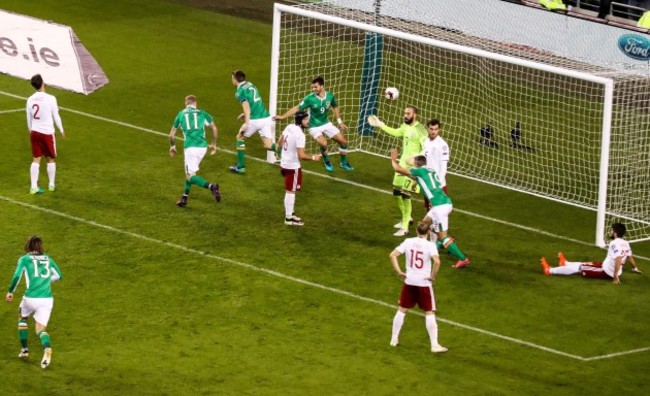 Seamus Coleman celebrates scoring a goal