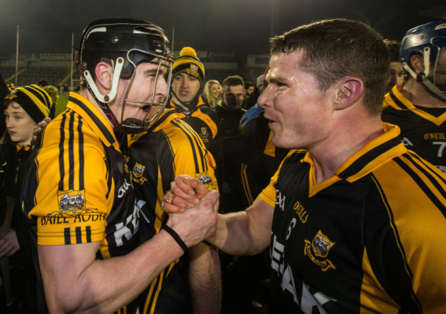 Tony Kelly celebrates with Paul Flanagan