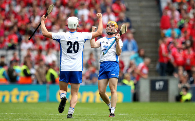 Brian O’Halloran and Tommy Ryan celebrate at the final whistle