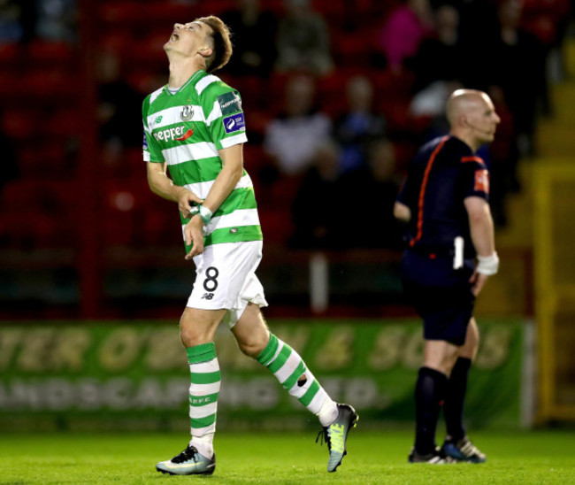 Ronan Finn reacts after being sent off