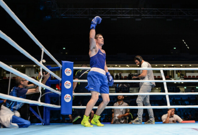 Joseph Ward celebrates