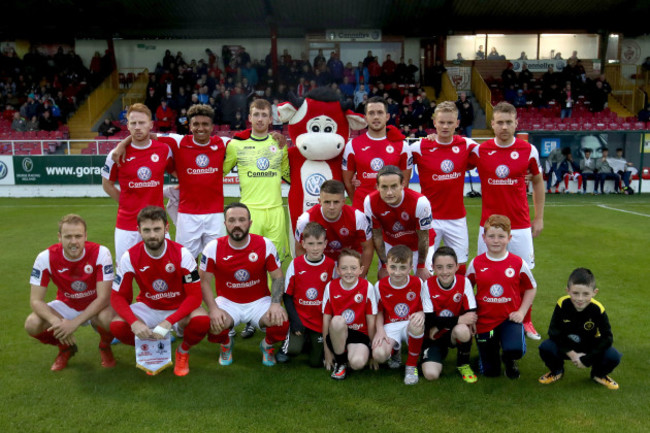 Sligo's starting eleven with mascots