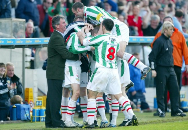 George O'Callaghan celebrates his goal