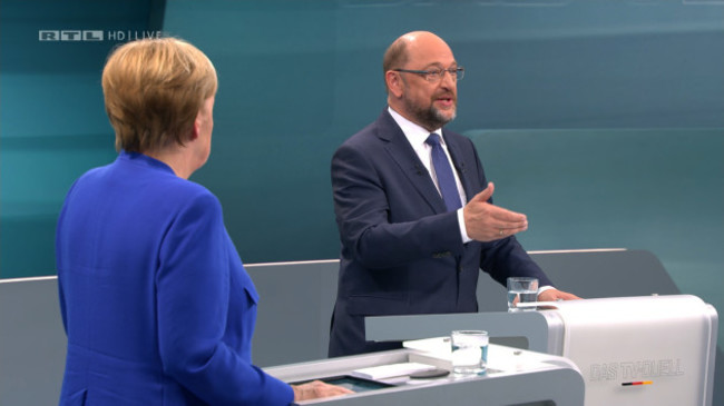 TV duel - Angela Merkel and Martin Schulz