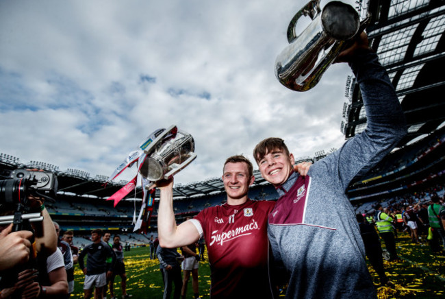 Joe Canning and Jack Canning celebrate