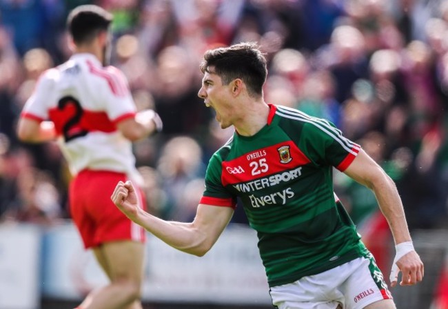 Conor Loftus celebrates scoring a goal