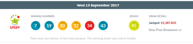 tonight's lotto prize breakdown