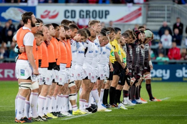 A tribute to the late Nevin Spence and his family is observed before the game