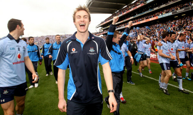 Paul Griffin enjoys the after match lap of honour