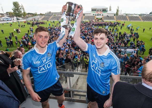 Cillian O’Shea and Con O’Callaghan lift the trophy