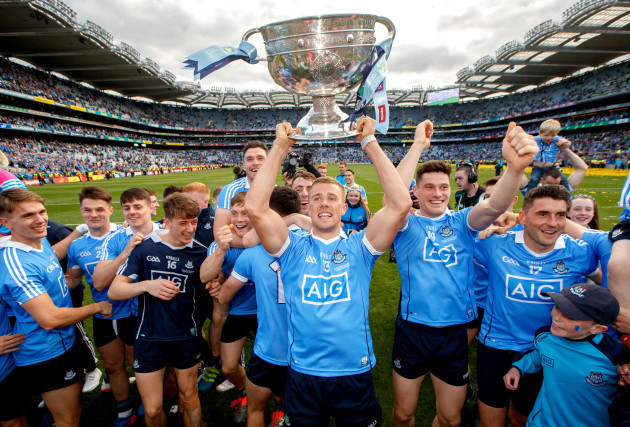 Paul Mannion celebrates with the Sam Maguire