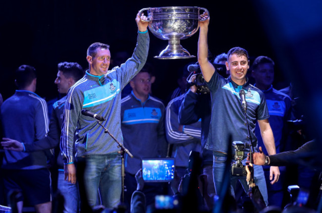 Denis Bastick and Cormac Costello with the Sam Maguire