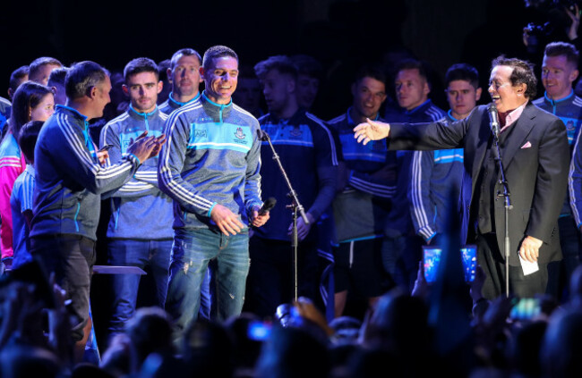 Jim Gavin with Stephen Cluxton and Marty Morrissey