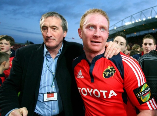 Munster PRO Pat Geraghty with Anthony Horgan following his final appearance for Munster 15/5/2009