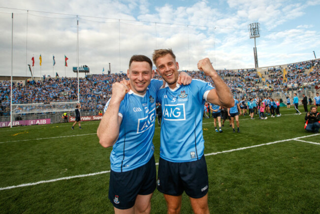 Philip McMahon and Jonny Cooper celebrate
