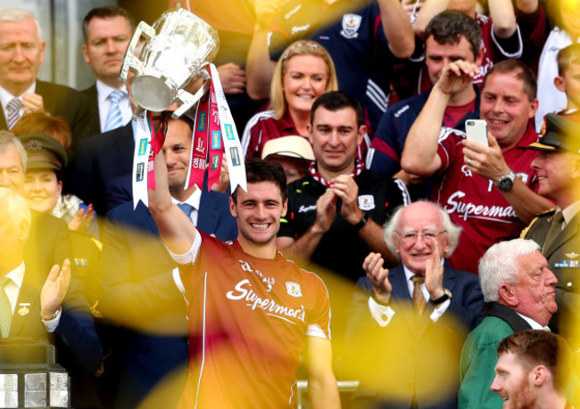 David Burke lifts the Liam McCarthy cup