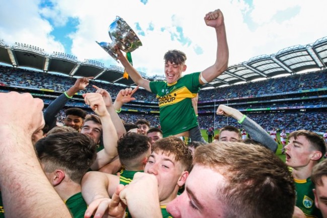 David Clifford celebrates with the trophy