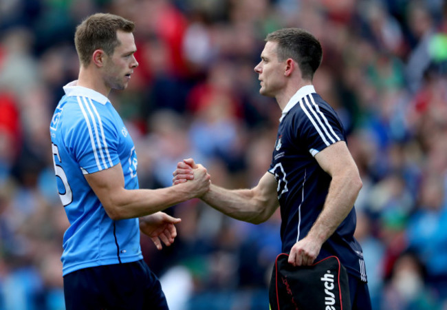 Dean Rock and goalkeeper Stephen Cluxton celebrate