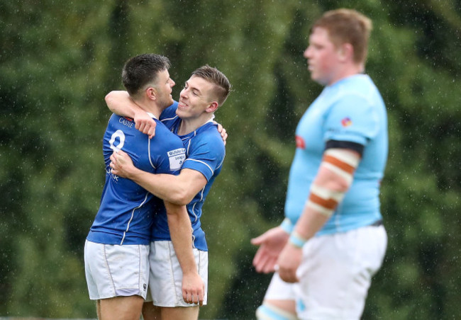 Jack Dilger and Sean Kearns celebrate after the game