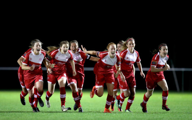 Shelbourne celebrate winning The Continental Tyres WNL League Cup on penalties