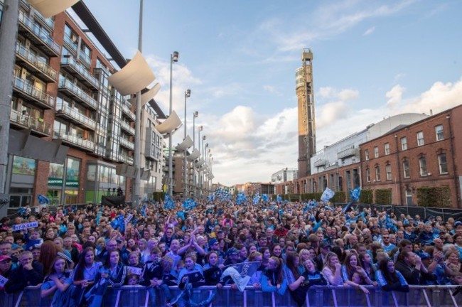 A general view of the Dublin fans at Smithfield Square