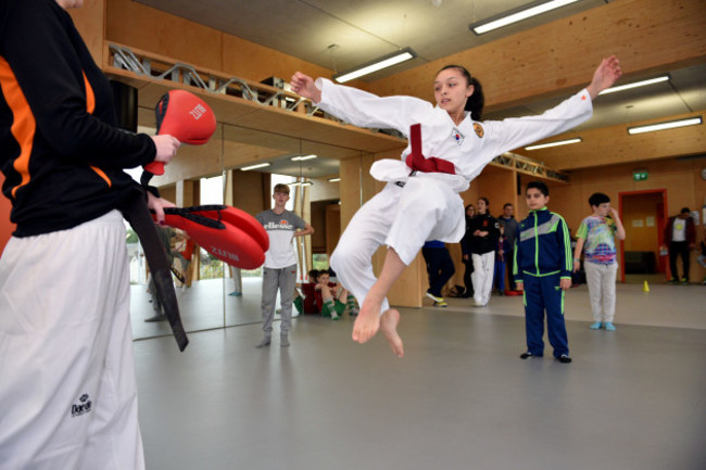 23rd September 2017 - Ballyogan, Carrickmines - Pictured at the Family Fun Day at the Samuel Beckett Civic Campus were, left to right, Christina Pulca,  Irish Taekwondo Tigers Photo by Peter Cavanagh Photography - Must Credit No Reproduction Fee