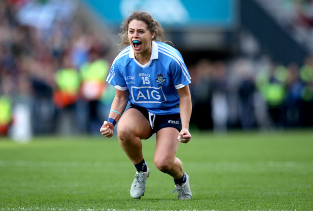Noelle Healy celebrates at the final whistle