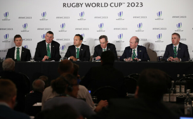 Brian O'Driscoll, Philip Browne, An Taoiseach Leo Varadkar, Dick Sprin, Shane Ross TD and David Sterling