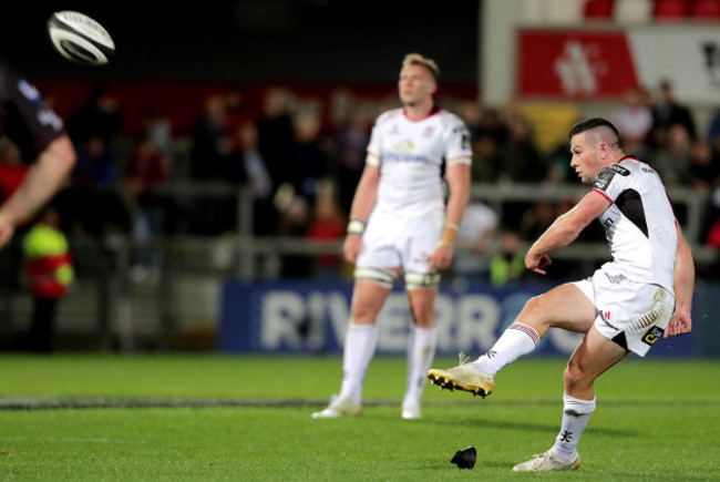 John Cooney kicks a penalty