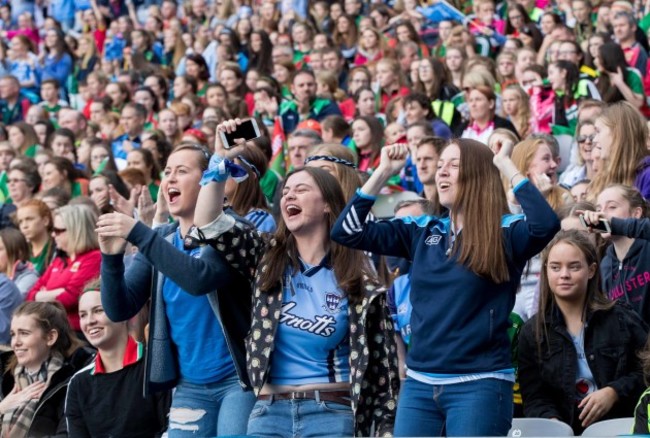 Dublin fans celebrate a goal