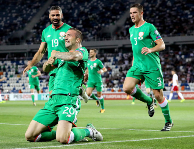 Shane Duffy celebrates scoring