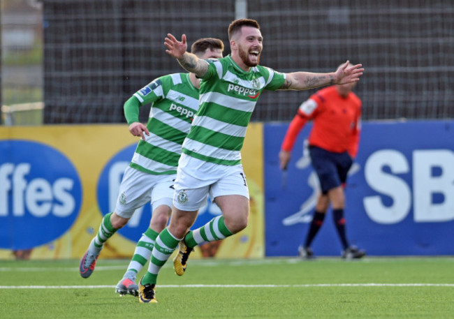 Brandon Miele celebrates scoring the equalising goal