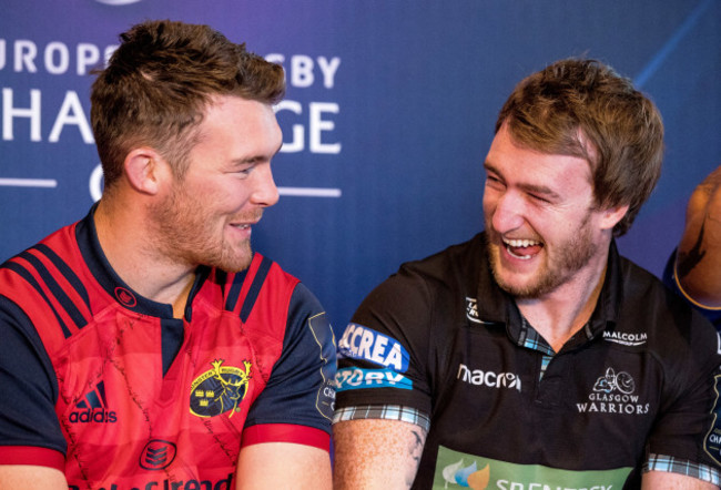 Peter O'Mahony shares a joke with Stuart Hogg