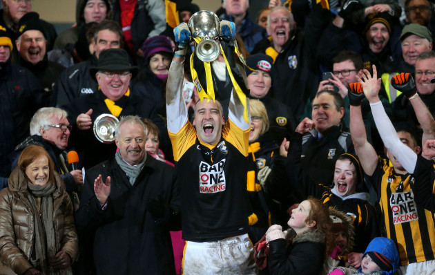 Paul Hearty lifts the cup