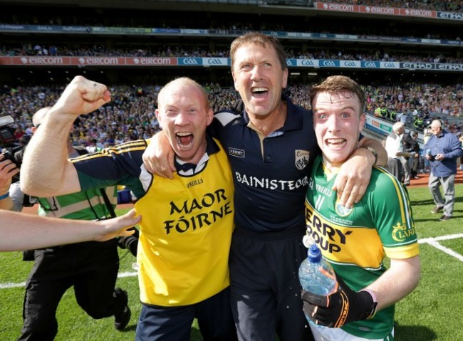 Alan O'Sulivan, Jack O'Connor and Brian Rayel celebrate the final whistle