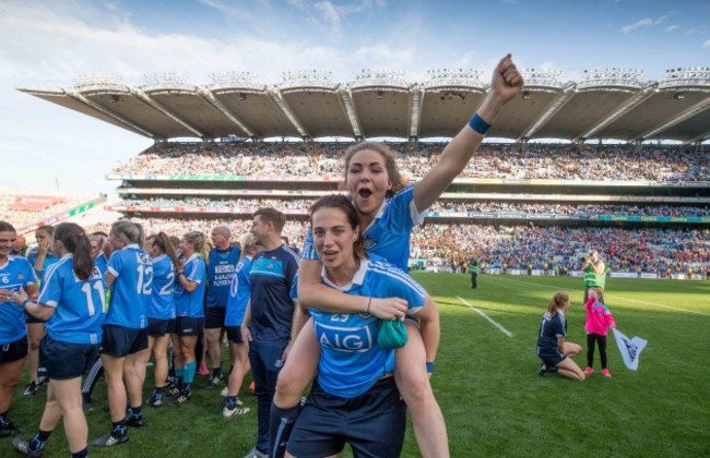 Sinead Finnegan and Denise McKenna celebrate